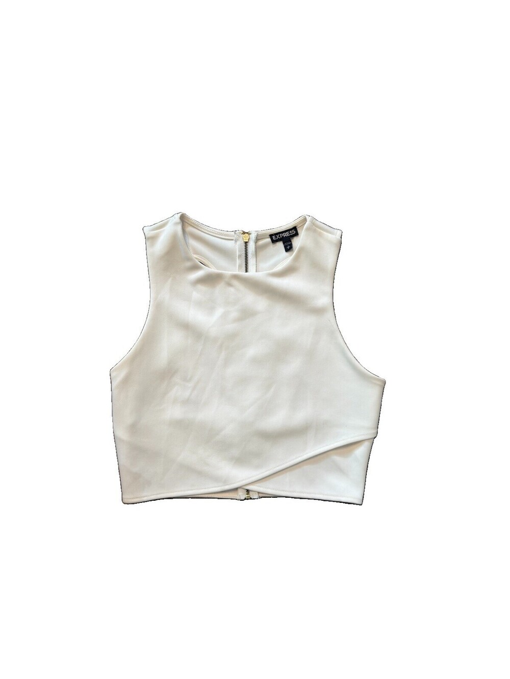 Crop Top | Women’s | Express | Small | Cream | Cut Out | Zipper Back